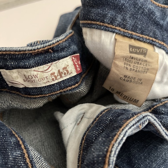 Levi's 545 Blue Denim Jeans Size 10M Low Rise Boot Cut Flared Y2K stretchy Pants - Picture 3 of 8
